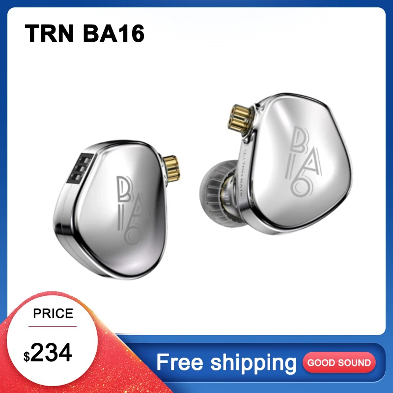 

TRN BA16 32BA Driver Unit In Ear Earphone Balanced Amarture HIFI Wired with Tuning Switch Cancelling HIFI Earbuds Bass Headset