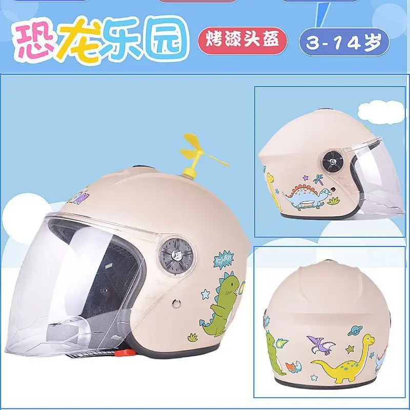 Children's Warm and Safe Helmets Dinosaur Cartoon Electric Cars Autumn and Winter Half Helmets Necklaces for Both Boys and Girls