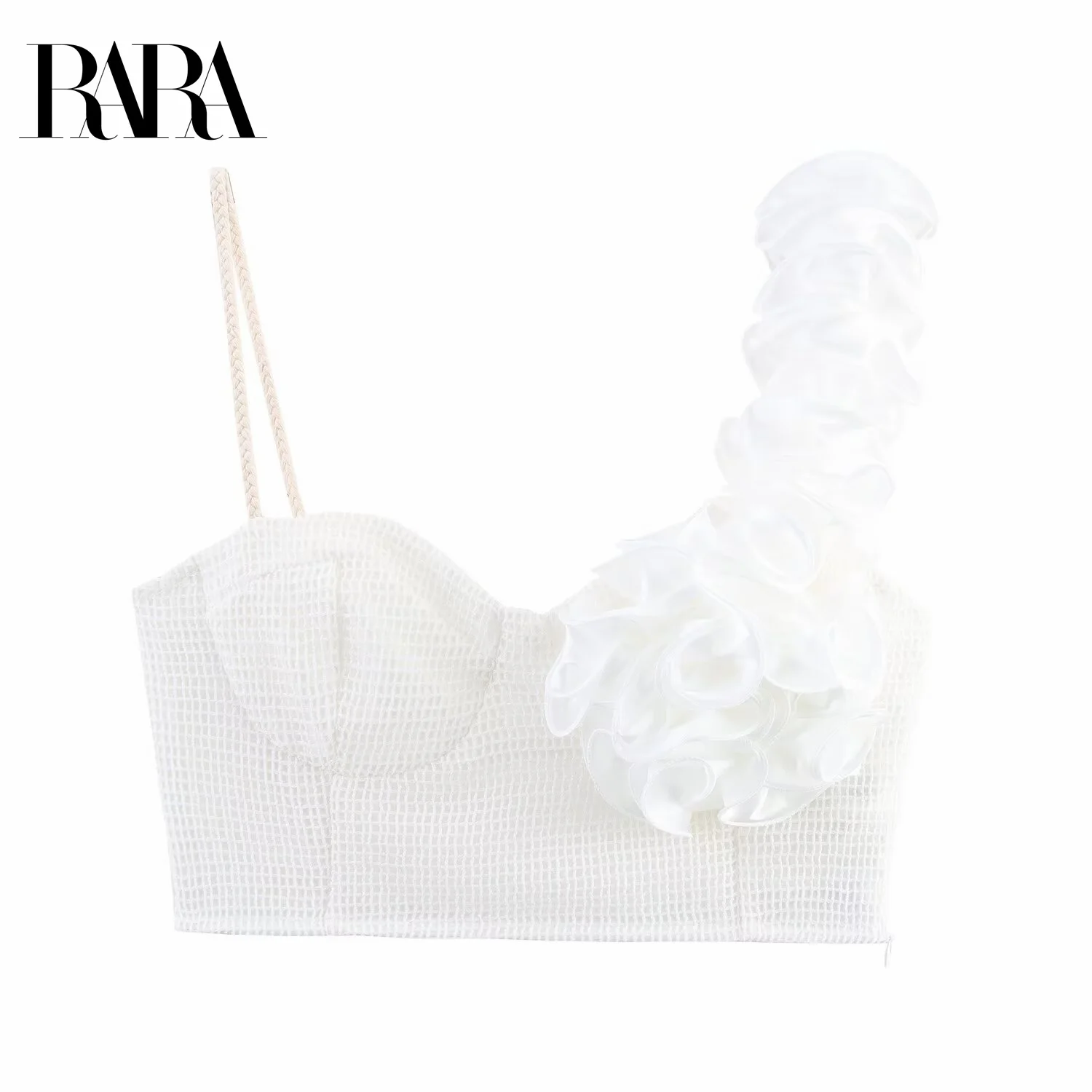 

RARA2025 new summer women's casual fashion simple three-dimensional decorative grid short suspender top