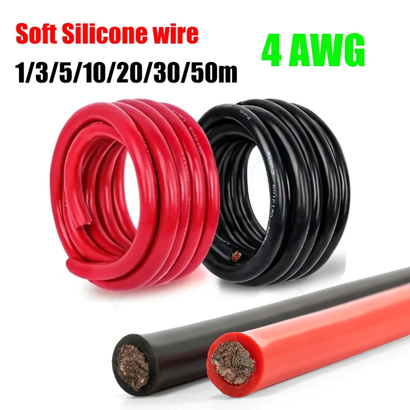 

4 Gauge Silicone Electrical Wire 4 AWG Tinned Copper Wire for Automotive Boat Speakers Solar Panel Outdoors Inverter Battery