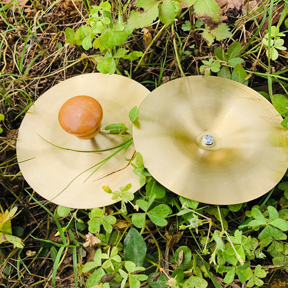 

2Pcs Finger Cymbals Percussion Instrument Mini Cymbals with Wooden Handles for Music Education Dance Performance