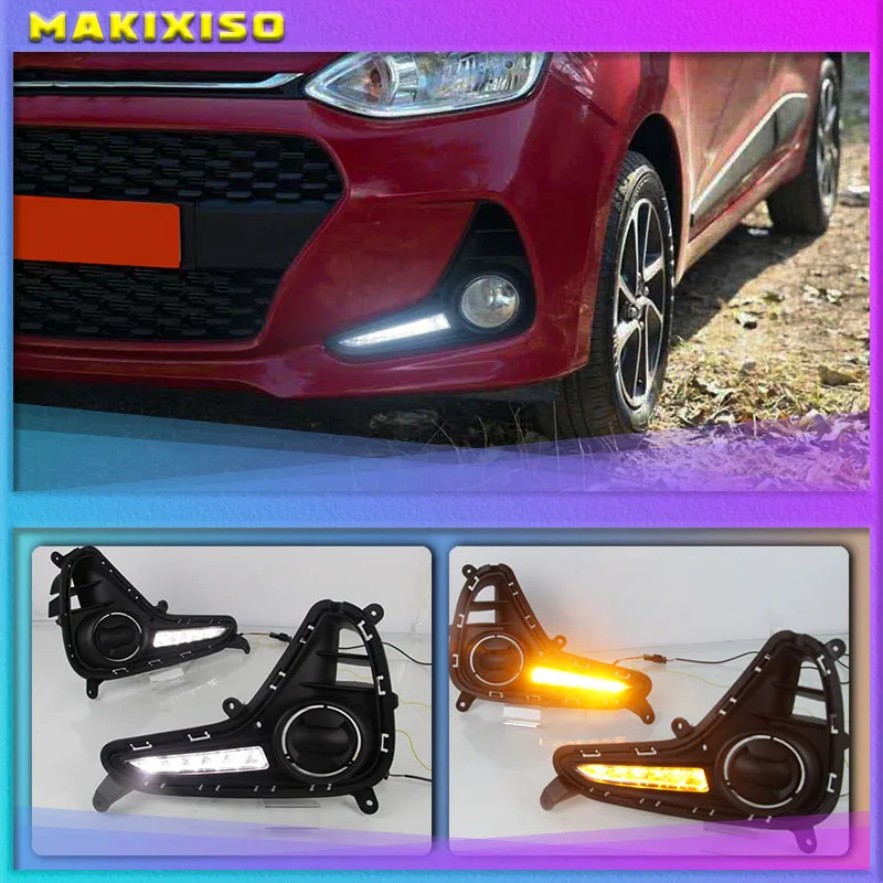 

1set For Hyundai Grand I10 2017 2018 2019 DRL Daytime Running Light fog lamp Relay LED Daylight with turn signal