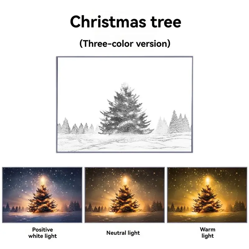 DT39 Home LED Light Painting, USB Plug Decorative Night Light, 3 Color Modes, City Night View Christmas Tree, for Bedroom Wall