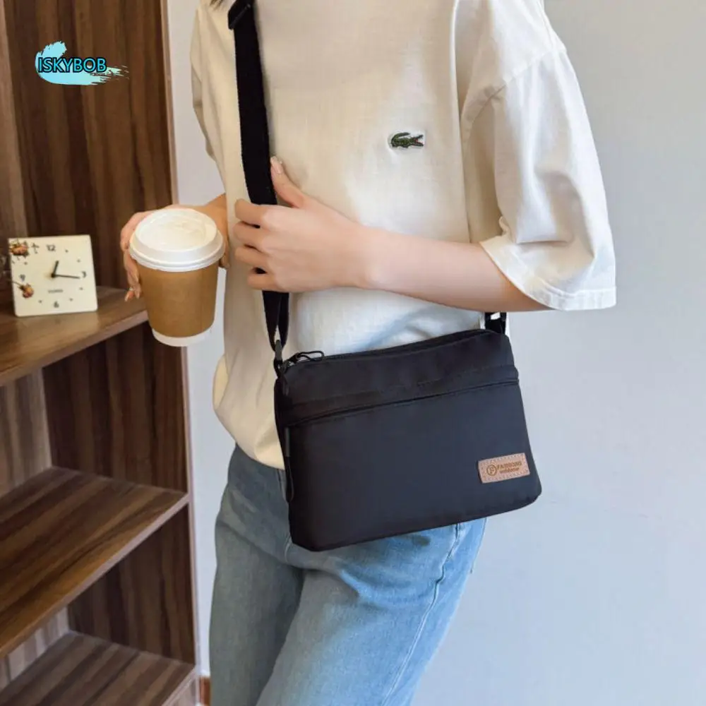 

All-match Korean Style Square Message Bag Causal Solid Color Nylon Crossbody Bag Large Capacity Sports Shoulder Bag Unisex