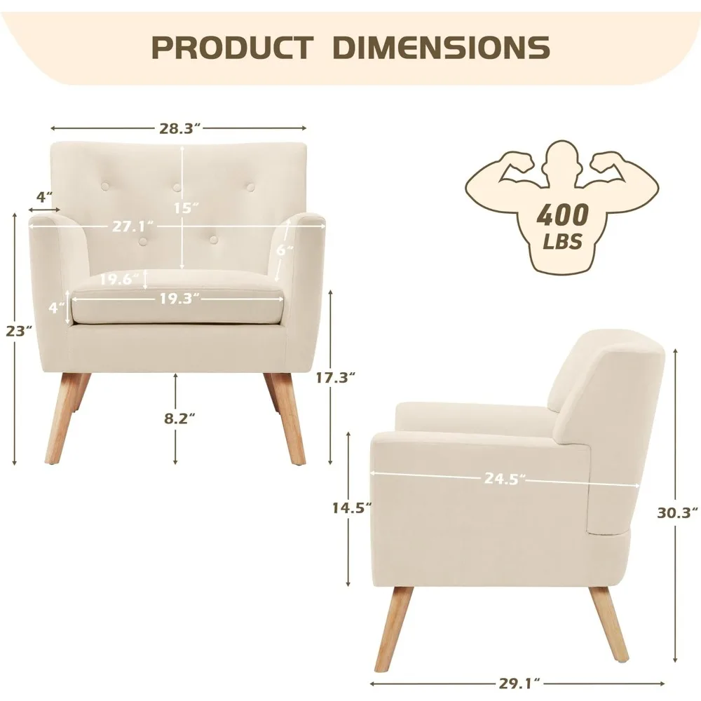 كرسي حديث من منتصف القرن، كرسي بذراعين منجد بأزرار مع وسادة، أثاث مريح لغرفة المعيشة #2