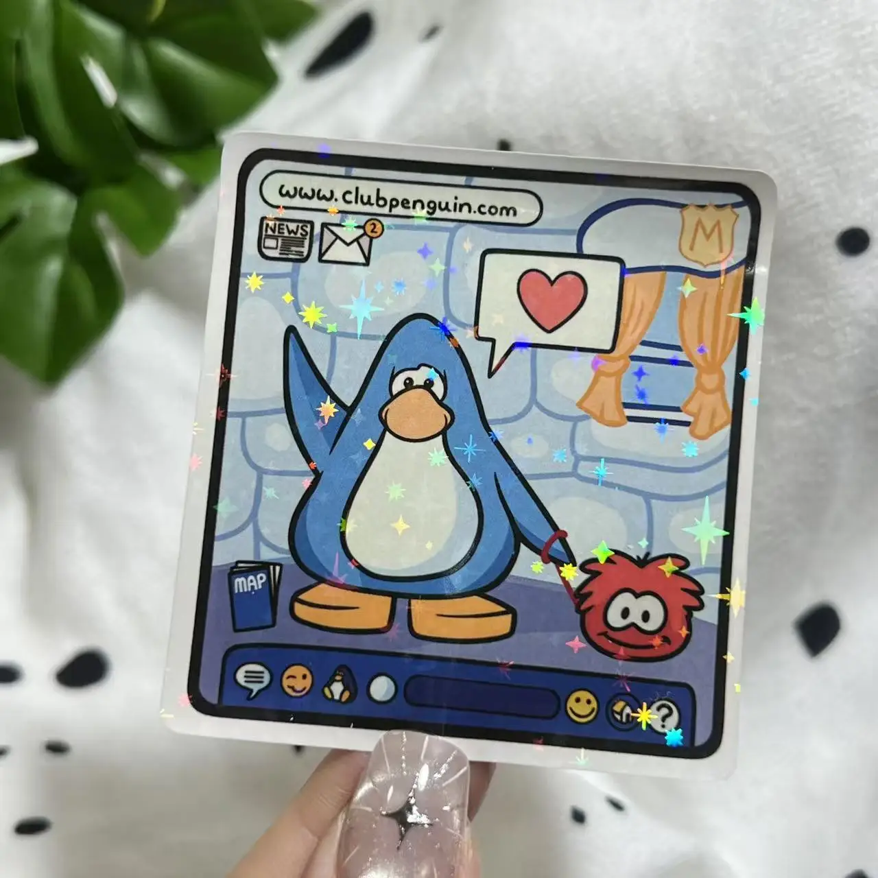 Juego de 3 Calcomanías de Vinilo Holográficas de Club Penguin, Adhesivos Retro de los 2000s para Ventana de Auto o Laptop