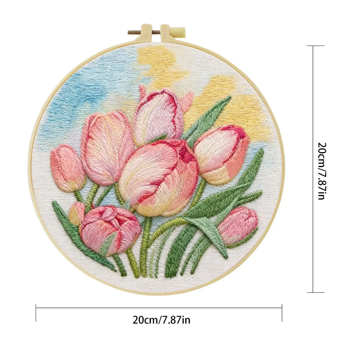1 Stück 20X20CM/15X15CM 7,87/6,3 Zoll Pflanzen - Blumen Stickerei Starter-Kit DIY-Kit DIY-Stickerei-Set Handarbeiten Heimdekoration – Detail 3