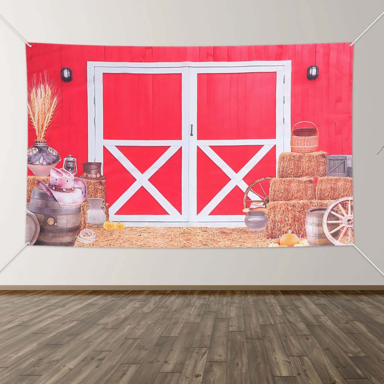

Cowboy Theme Barn Door Backdrop 180X120Cm Western Rustic Farmhouse Birthday Party Decoration Photography Background Rural Hay
