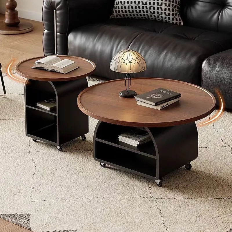 Cream wind coffee table 2026 new living room home tea table light luxury high sense removable round