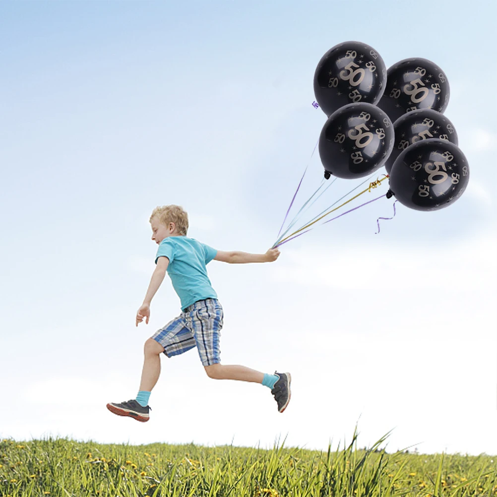 

20pcs 20 Black 50 Latex Balloons Number Birthday Decorations Reusable Party Wall Door Window Hanging Emulsion Rubber