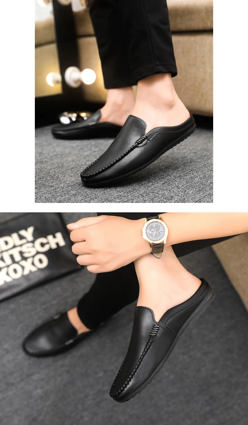 Heißer Verkauf: Herren-Halbschuhe – Bequeme Freizeitschuhe aus PU-Leder für Herren, atmungsaktive Slipper, Slip-on-Schuhe, Lazy Shoes, Herren-Loafer – Detail 13