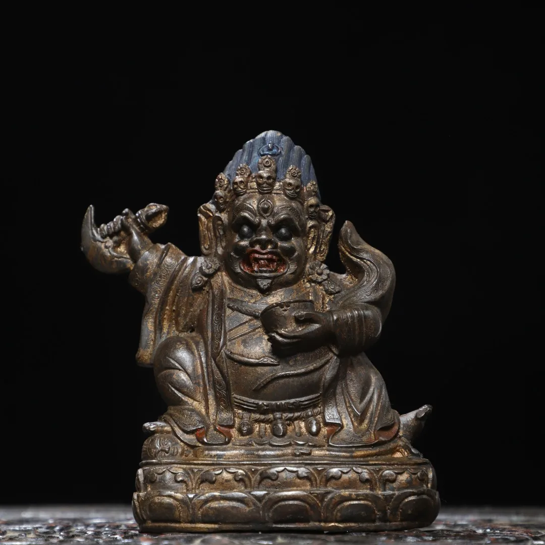Collection Old Bronze Cinnabar Gilded Mahakala sitting Buddha Vajrayana Bodhisattva Lotus Buddha Terrace Sitting Buddha