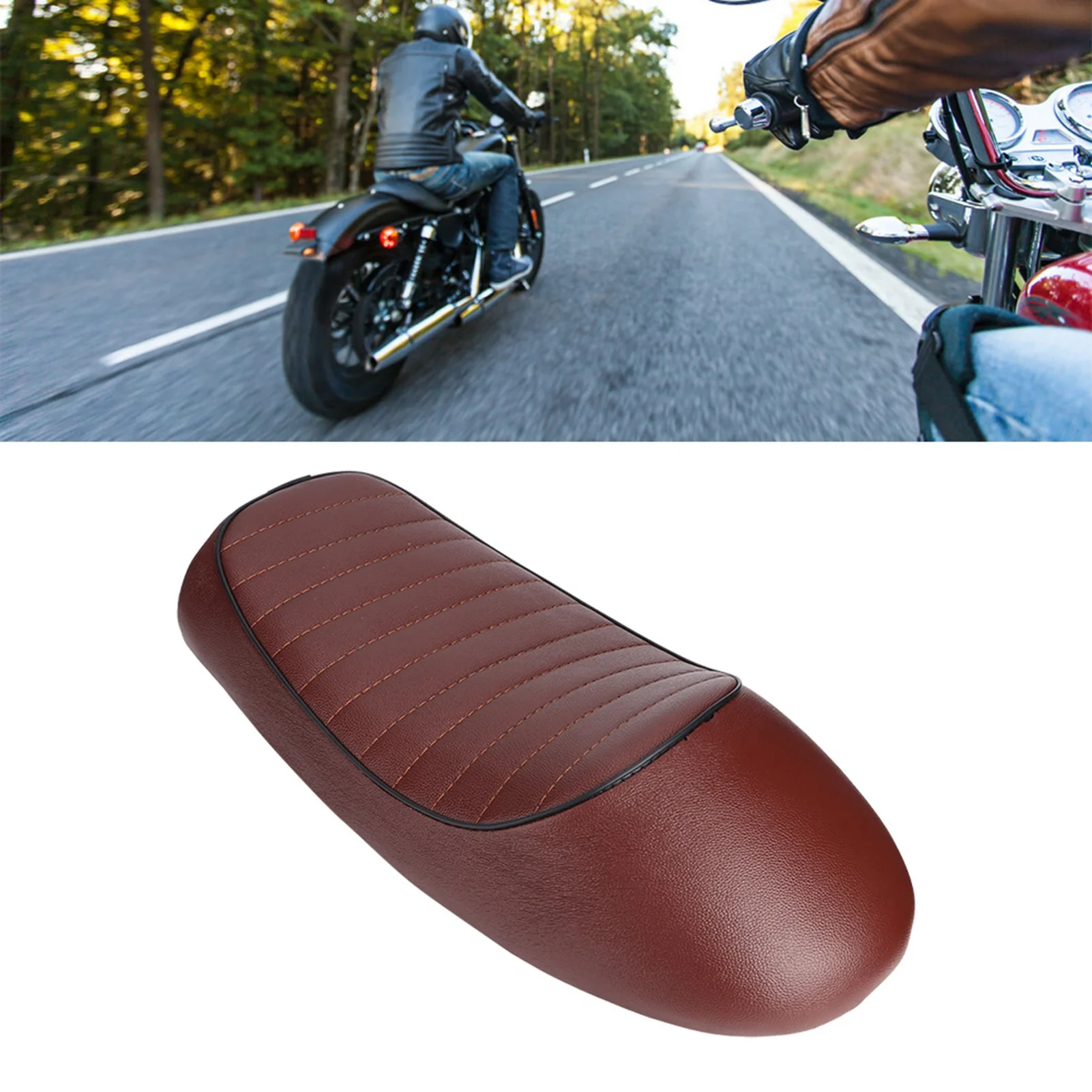 Motorcycle PU Leather Vintage Cafe Racer Refit Seat Flat Saddle Cushion For CG125 GN CG CB400SS