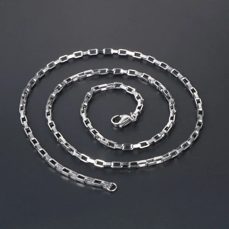 

316L Stainless Steel Geometric Rectangle Box Link Chain Necklace for Men Women Choker Aesthetic Trendy Boho Gifts DIY Wholesale