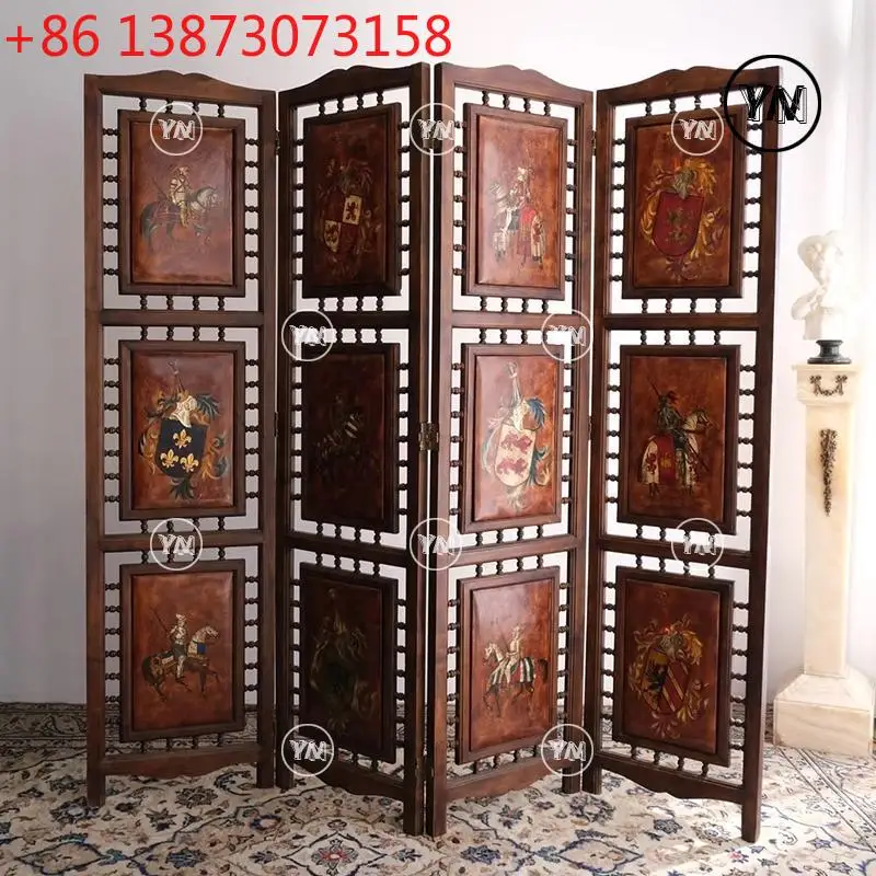 

Окрашенная ширма в стиле ретро, перегородка для спальни из цельного дерева, гостиная, вход, экранирующий декоративный шкаф