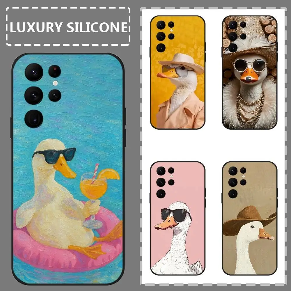 

Cute Goose Art Design Phone Case For Samsung Galaxy S24 Ultra S22 S23 Ultra S21 S20 5G Protective Silicone TPU Soft Funda