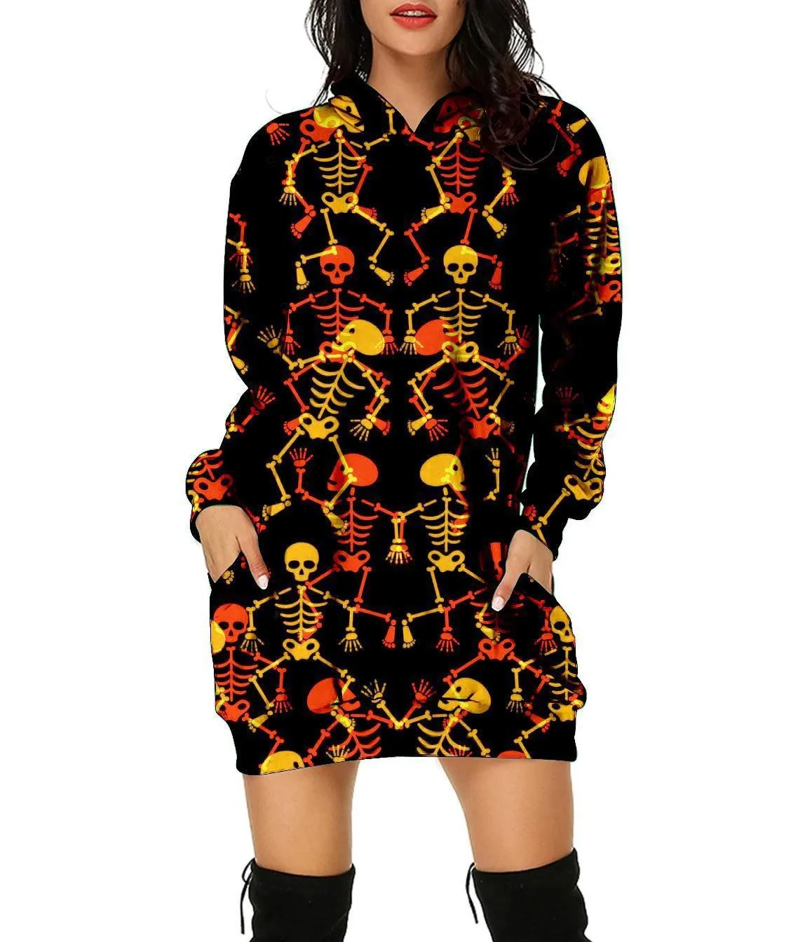 2024 Halloween New Women's Hoodie, Comfortable and Warm, Skull and Ghost Face Prints, Date Shopping, Autumn/Winter Large 5XL