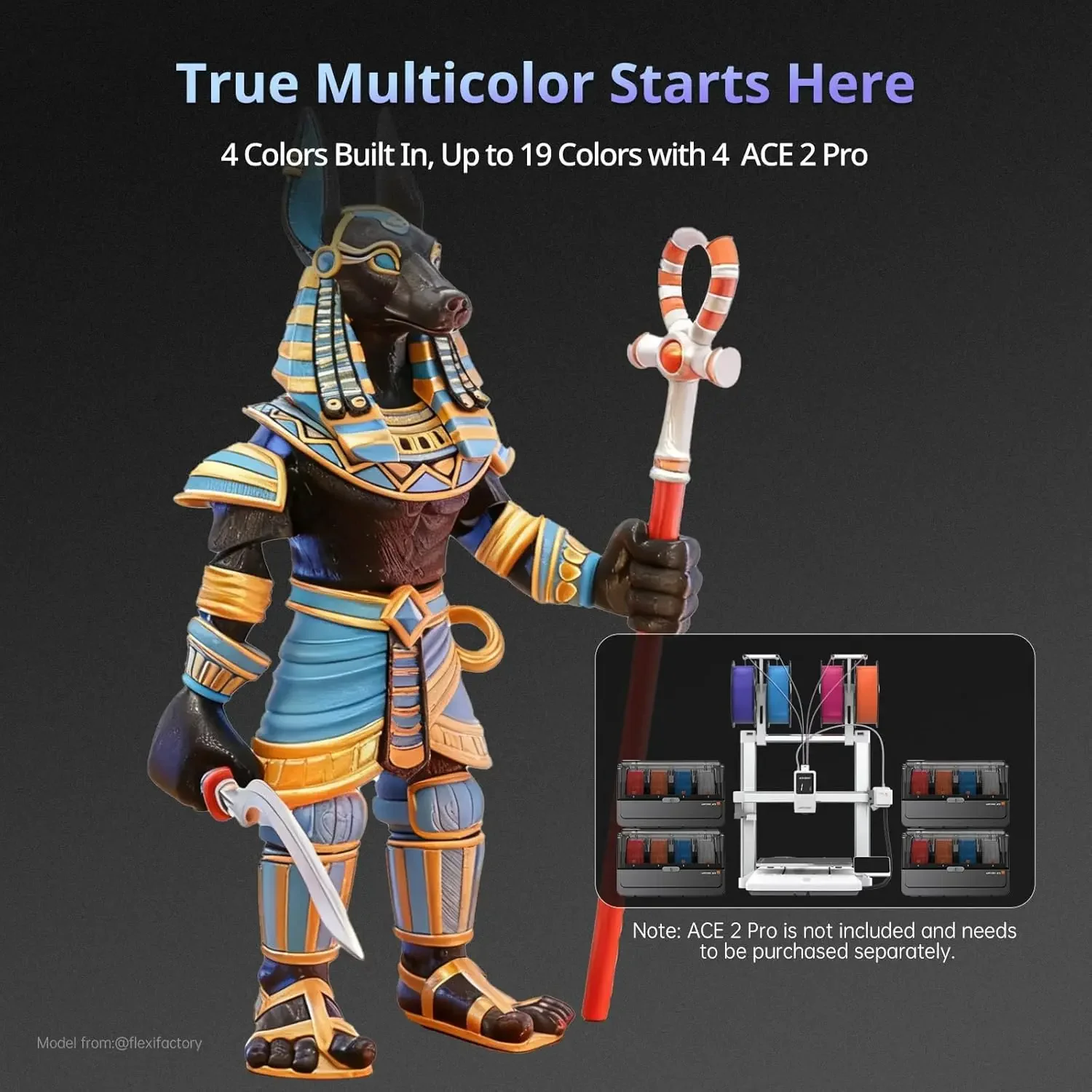 Kobra X Fast 3D Printer, Native 4-Color & 19-Color Maximum with 4 ACE 2 Pro, High Speed Large Build Volume FDM 3D Printer with A
