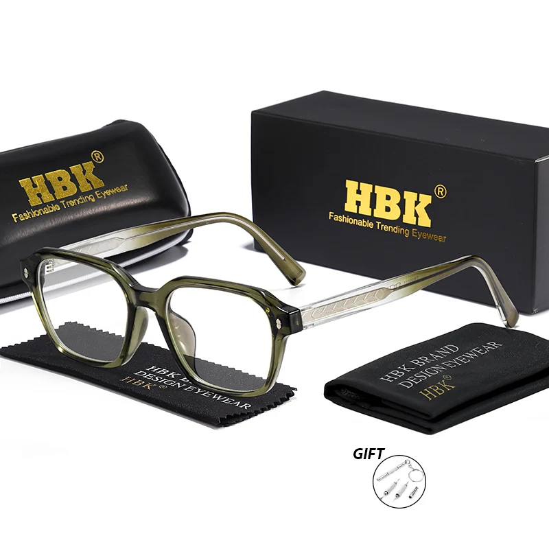 HBK Fashion Men's Optical Glasses Square High-Quality Tr-90 Frame Customized Prescription Eyeglass Women's Daily Glasses