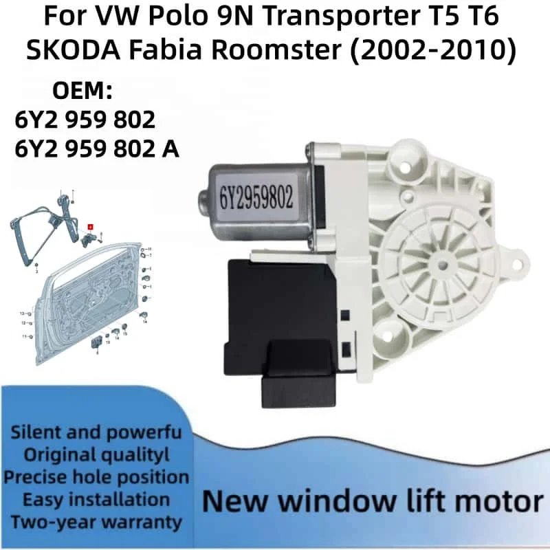 Voor Skoda Fabia Roomster VW T5 T6 Polo Raamheffermotor Nieuw 6Y1959801 6Y2959802 6Y1959802 6Y2959801A Linksvoor en rechtsvoor
