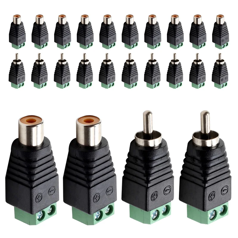 5/20/100PCS RCA Terminal Block CAT5 To Camera CCTV Video Balun RCA Female or Male Jack AV Screw Connector Adapter Jack