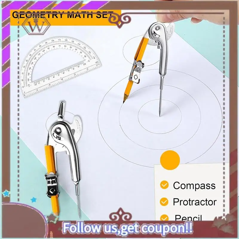 ABBG-20 مجموعات منقلة وبوصلة للطلاب - مجموعة الرياضيات الهندسية للطلاب - مع بوصلة قلم رصاص، منقلة الرياضيات 180 درجة