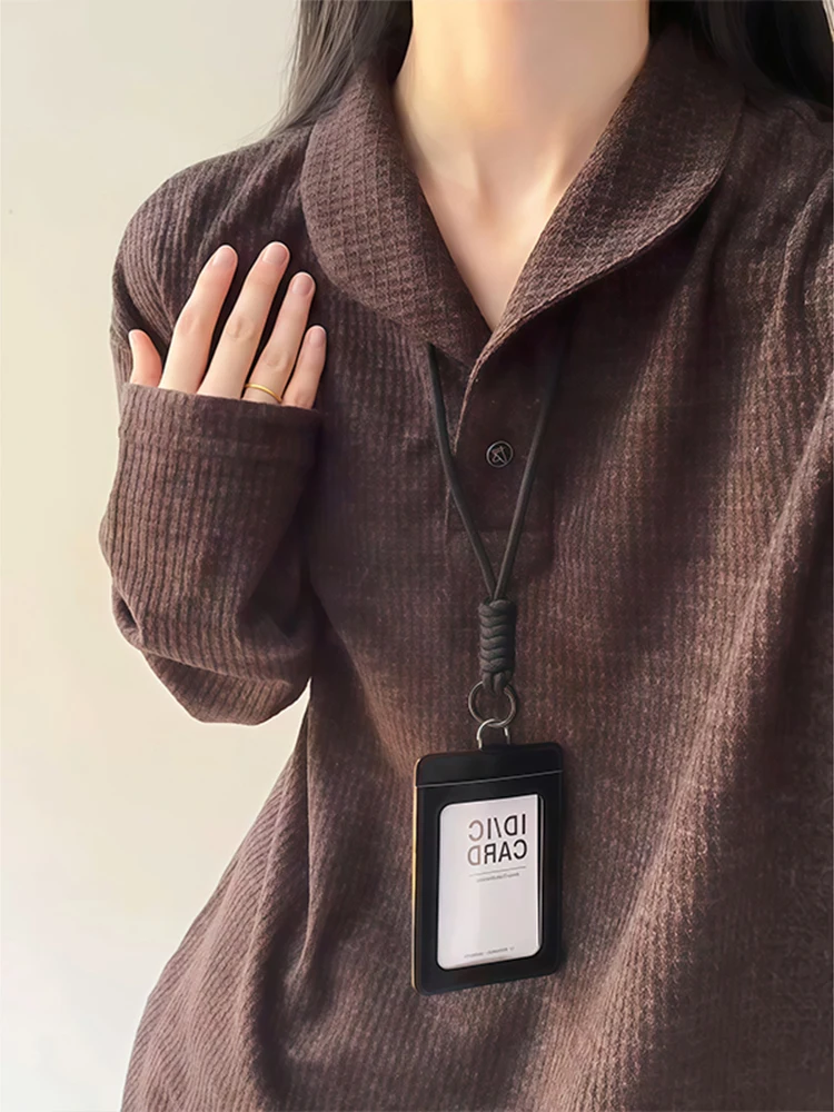 

Cleanfit Brown Knitted irt Men's Autumn Retro Money Sle Sweatirt American Long Sve T-irt Button up Casual Wear