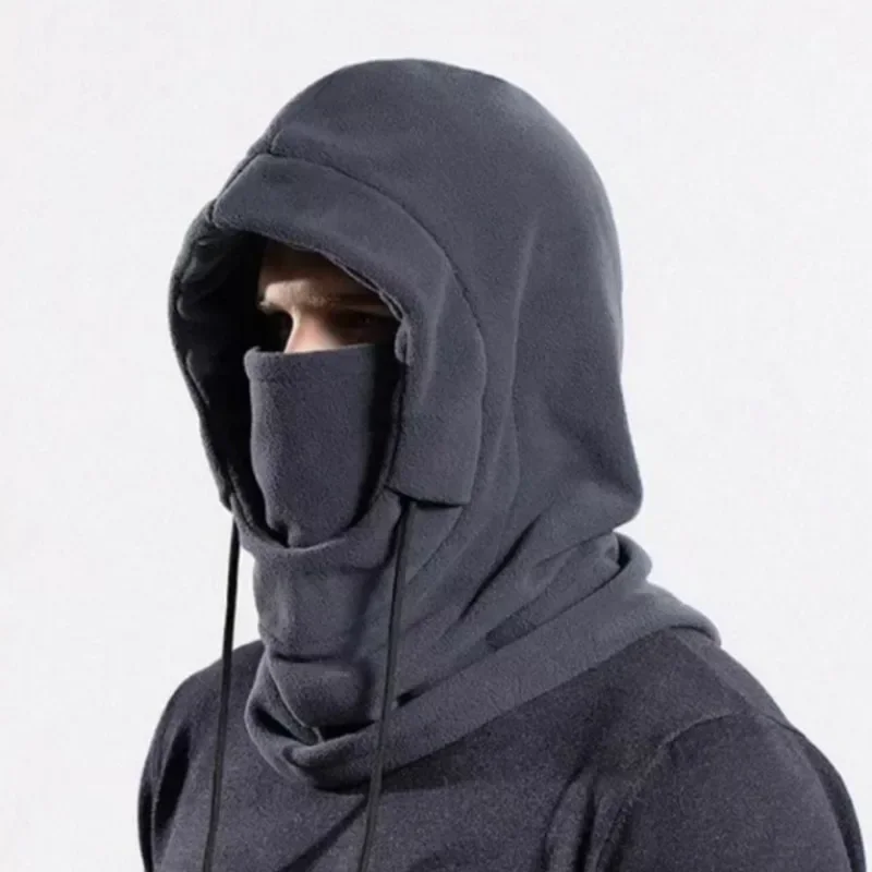 Uni Winter Balaclava Knit Hood - Windproof Mask with Drawstring, Motorcycle Riding Headgea Warm Knitted Cap Cold Weather