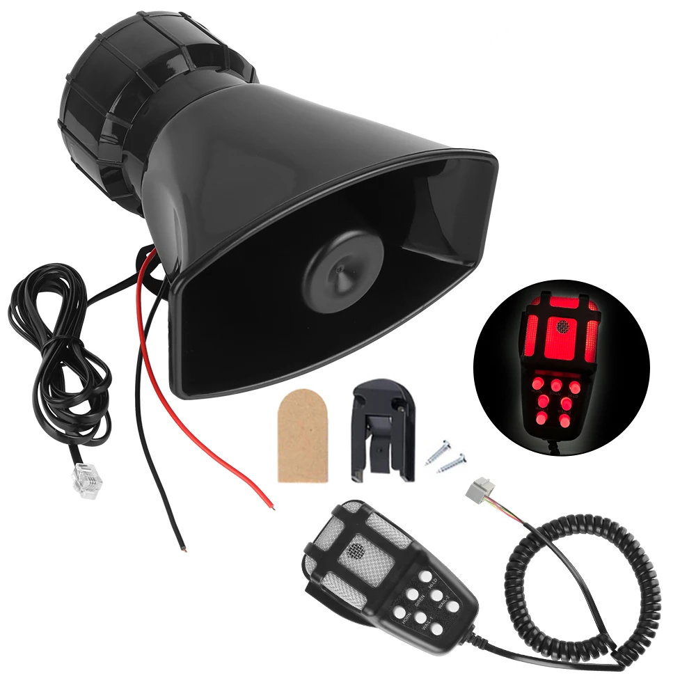 

Car Horn 7-Sound Speakers Loud 12V 20W Police Siren Air Horn Megaphone Tone Car Warning Alarm