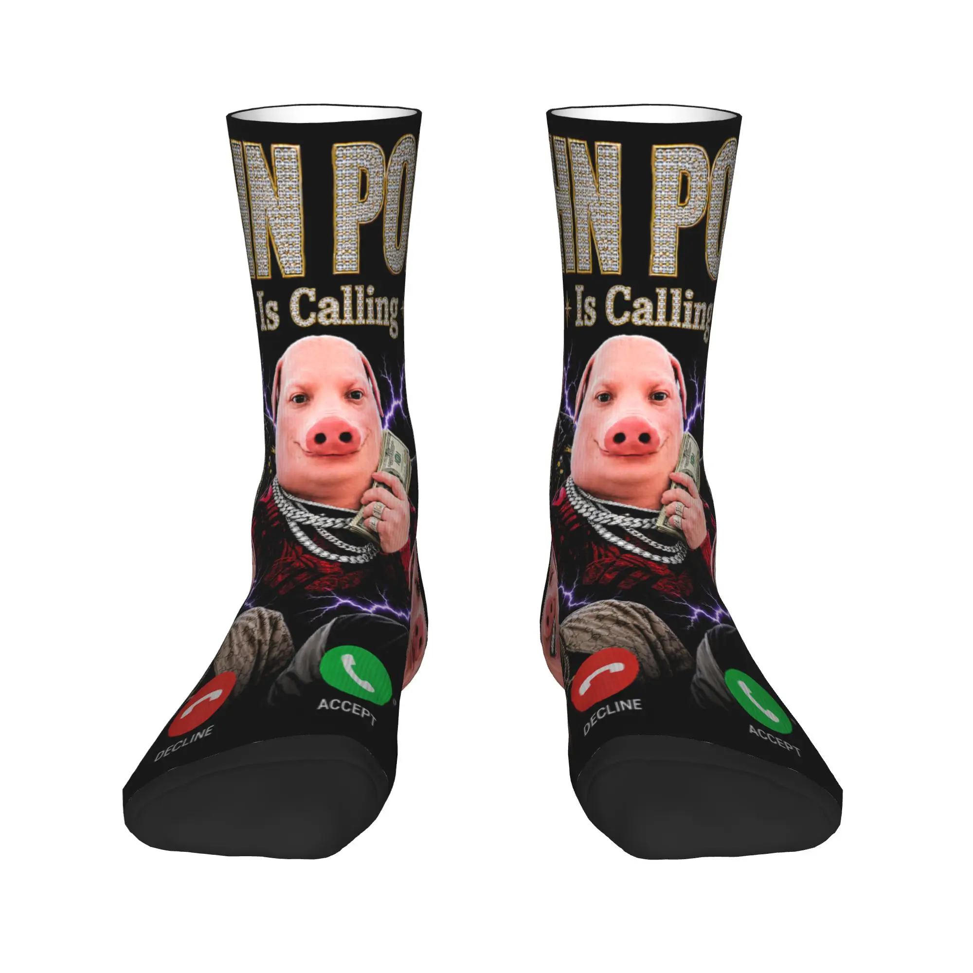 Adults Men Socks John Pork is Calling Bootleg Meme Brainrot  Stockings Anti Quality Socks Autumn Leisure Design Running Socks