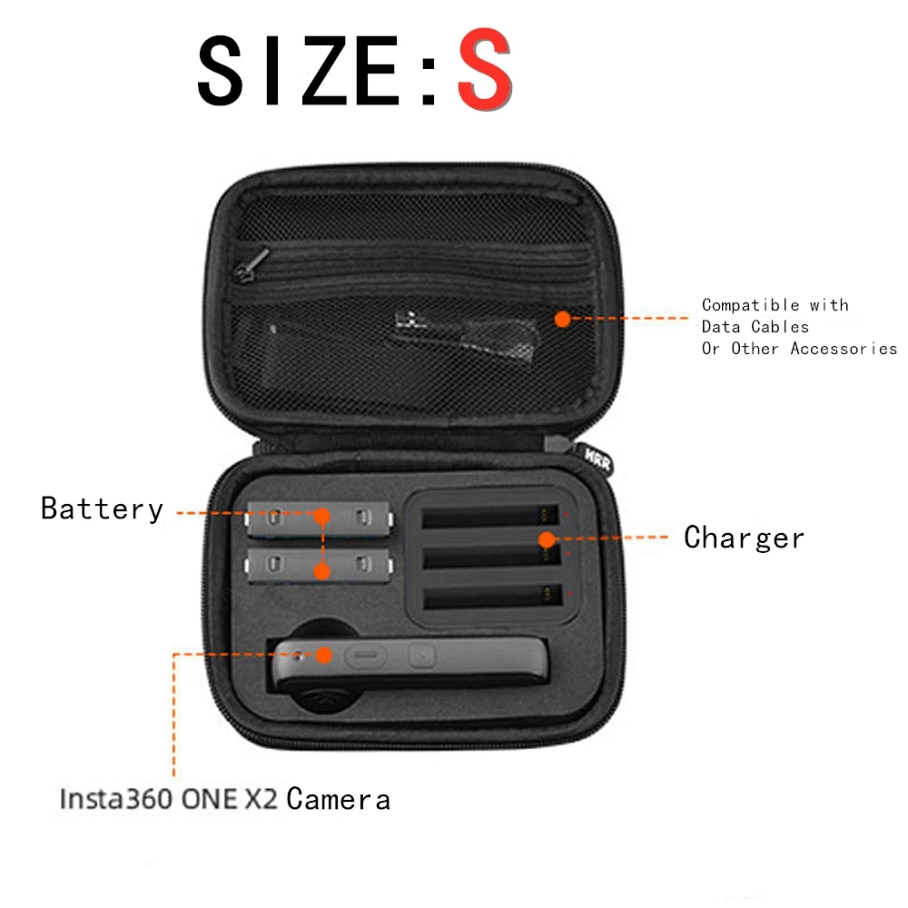 صندوق تخزين EVA عالي الجودة لهاتف Insta 360 One X X2 بسحاب مقاوم للماء والغبار والصدمات حقيبة ملحقات الكاميرا #2
