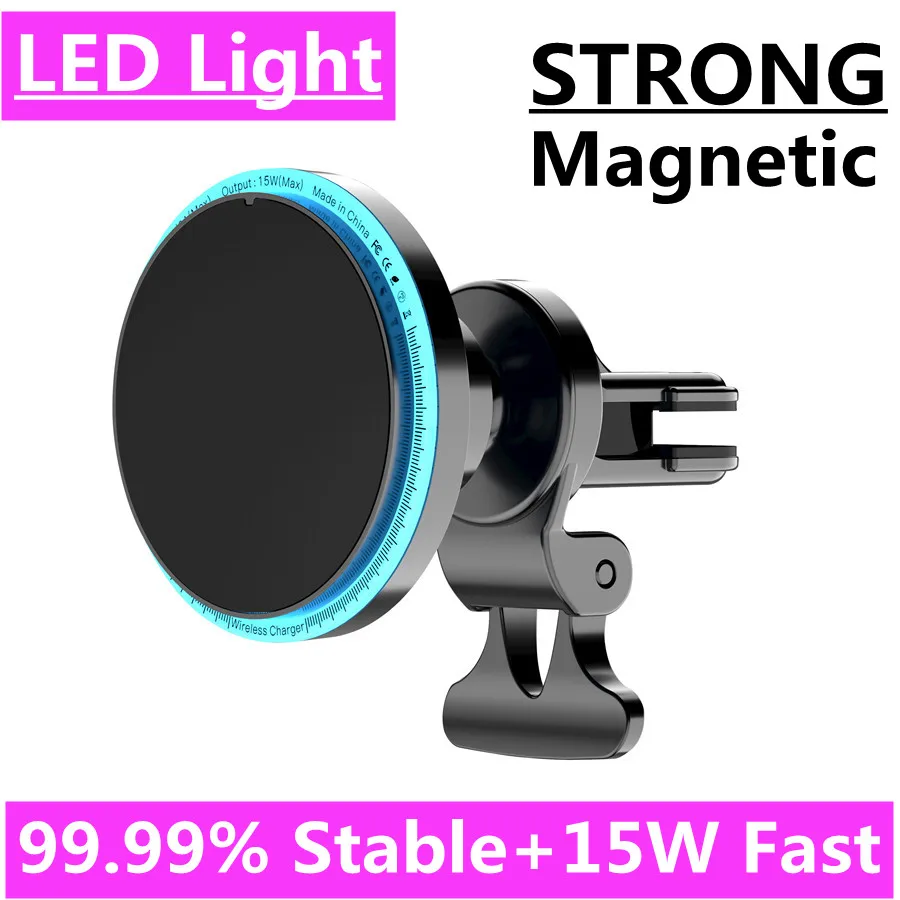 15W Magnetic Wireless Car Charger Mobile Phone Holder Stand Car Mount Fast Charging Station For Magsafe iPhone 17 16 Pro Max