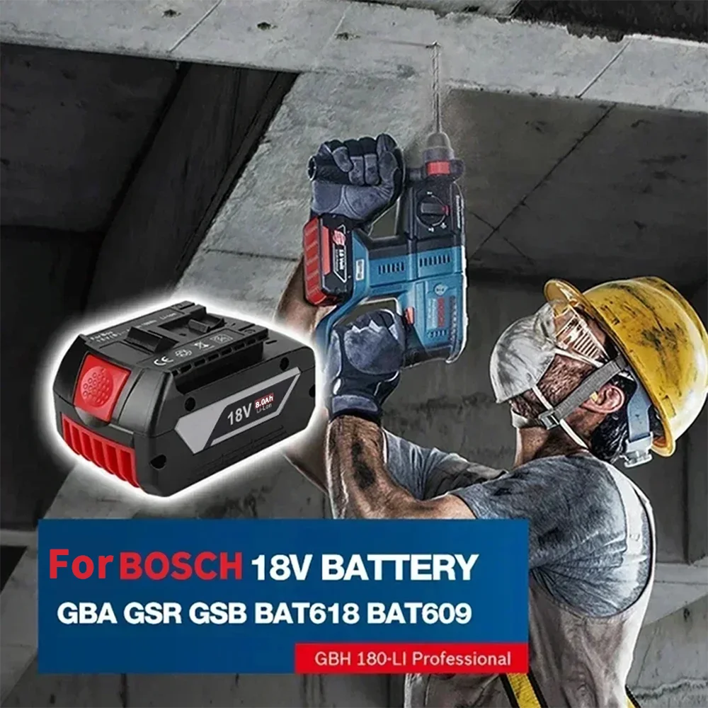 Pro 18V baterii Bosch, elektrickou baterii Bosch 6,0-8,0Ah, kompatibilní s baterií Bosch řady 18V GSR180 GBH180 GSB180 - náhled 6