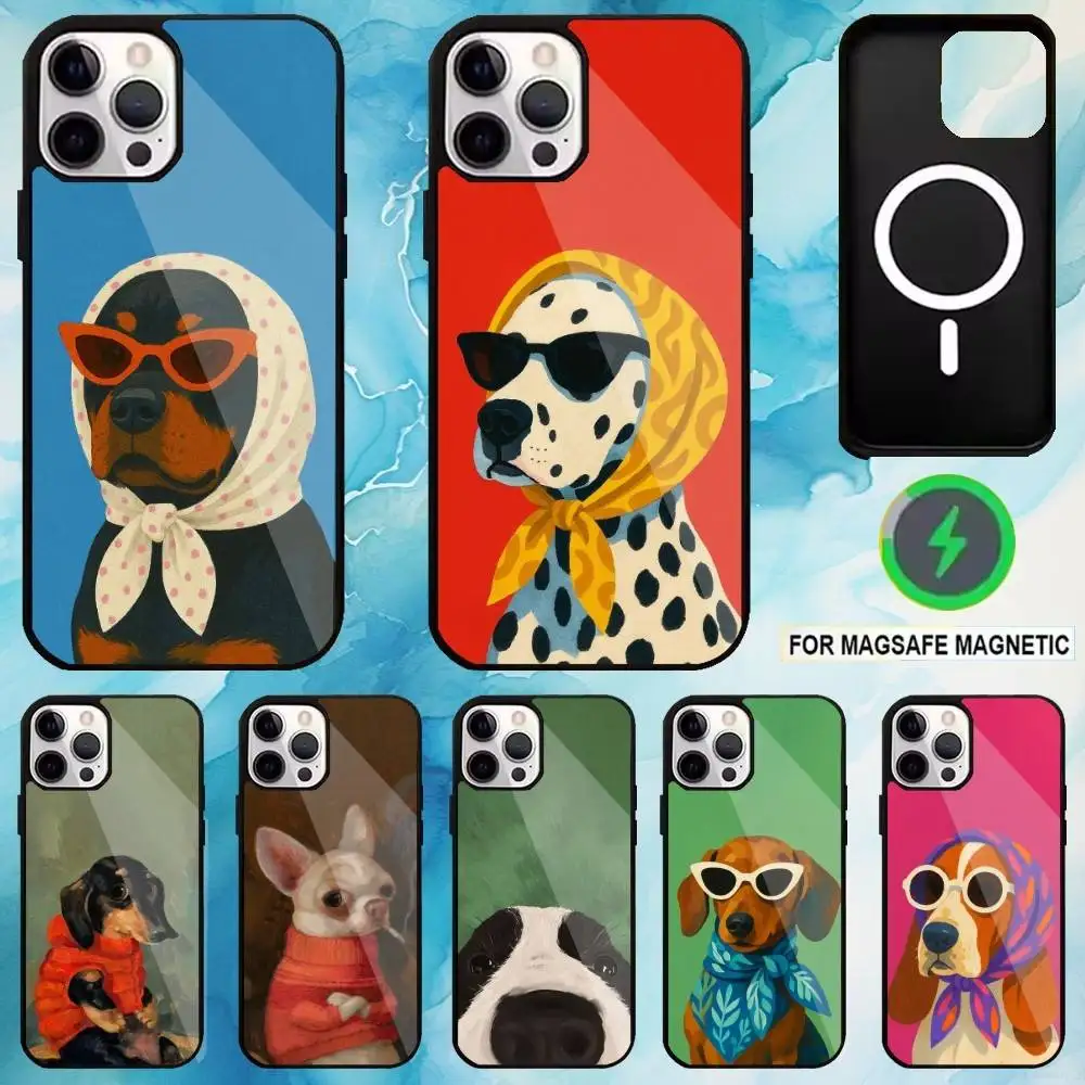 حافظة هاتف Doggo العصرية لهاتف iPhone17,16,15,14,13,12,11 Plus، Pro Max Magnetic للشحن اللاسلكي Magsafe