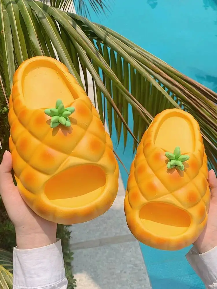 2026 Summer Unisex Pineapple Texture EVA Platform Slide Sandals Anti Slip Fashion Outdoor Beach Casual Slippers