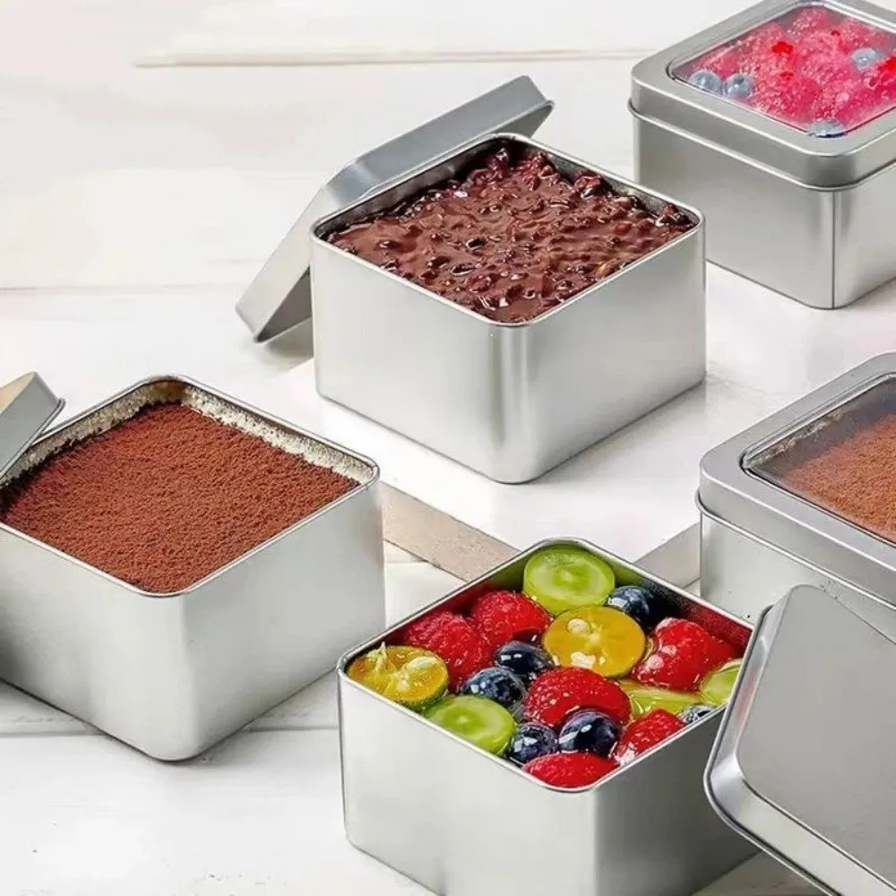 

Portable Empty Tinplate Box Round Square Tea Food Jar Storage Box Dessert Box Jewelry Cosmetic Container