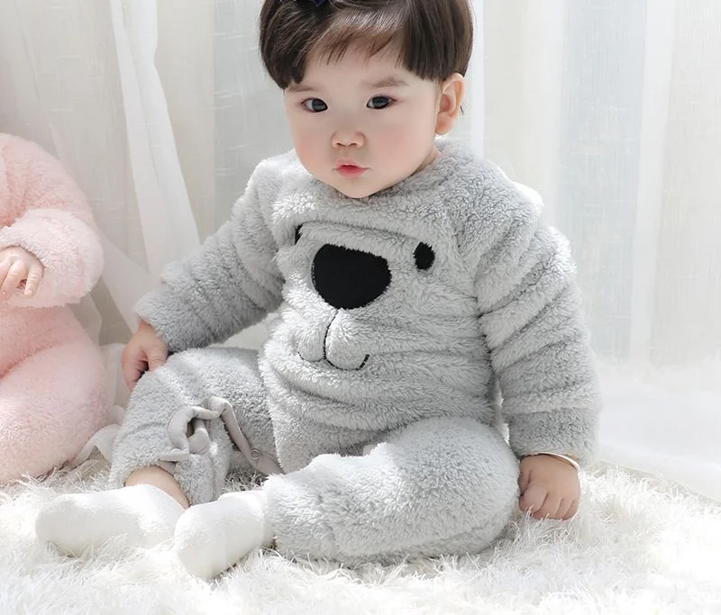 Children Clothing Cute Boys and Girls Baby Suit One piece Thermal Top Thickened Cute Baby Furry Sweater Winter