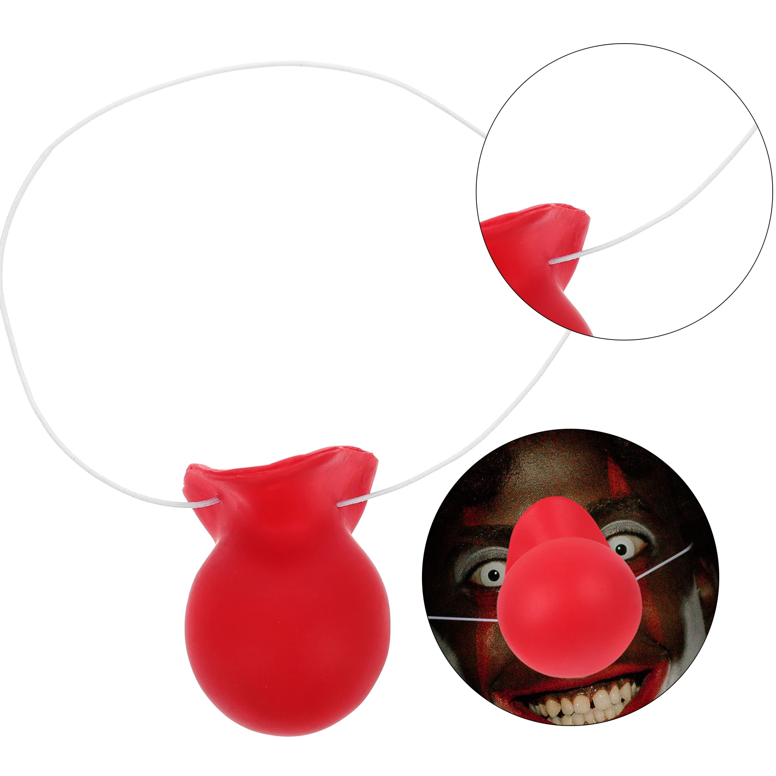 

6Pcs Halloween Clown Nose Red Reusable Rubber Nose for Adult Cosplay Costume Party Carnival Decorative Accessory
