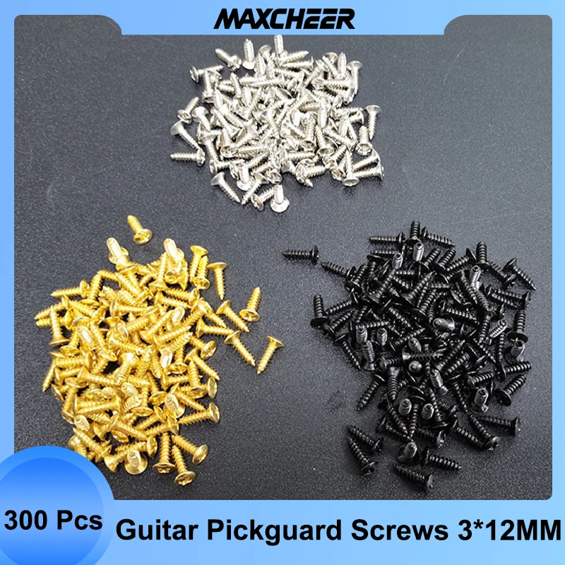 

300pcs ST TL Style Electric Bass Guitar Pickguard Screws 3*12mm Cavity Cover Jack Cover Plate Screw Guitar Accessories