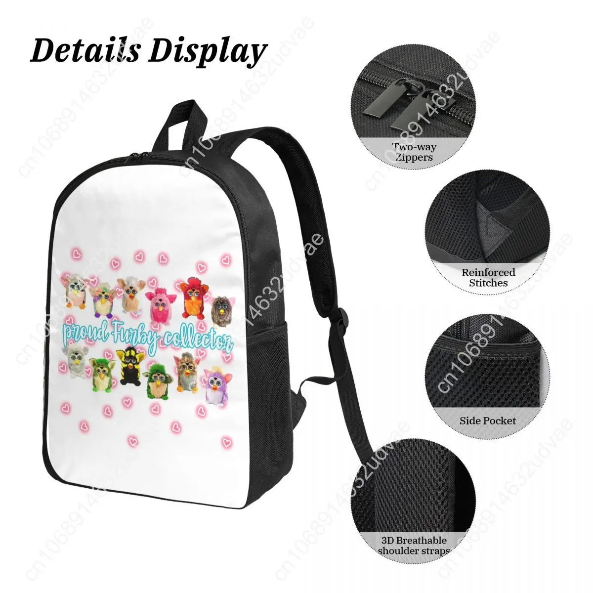 Proud Furby Collector Backpack Student Boys Girls BookBag School Bag Computer Shoulder Bags 3ps Insulated Lunch Bag Pencil Case