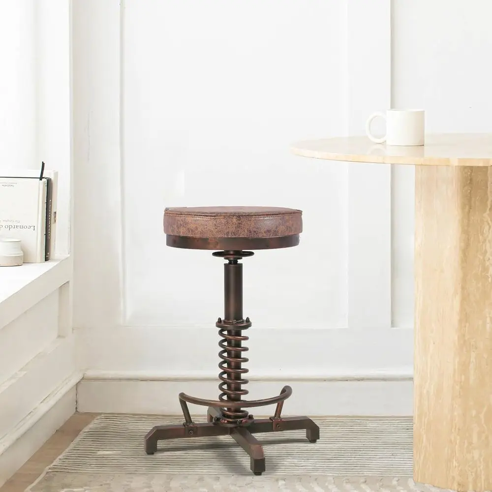 Sgabello da bar girevole regolabile vintage 18-22 con sedile in PU per cucina industriale, sala da pranzo in fattoria