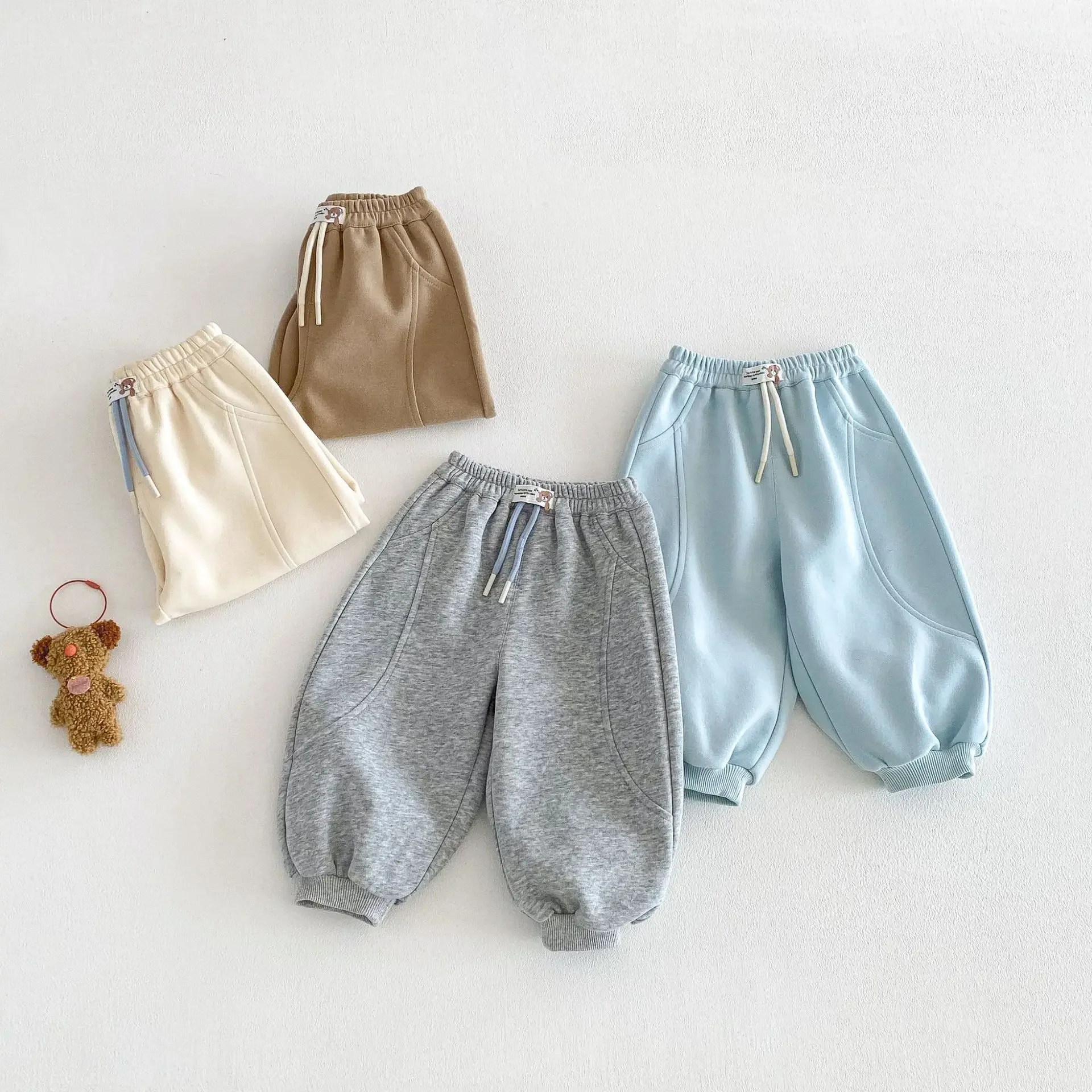 Kinder Kleidung Hosen Kinder Mädchen Junge Einfarbig Jogginghose Koreanischen Stil Frühling 0-5Y Elastische Taille Manschette Weiche Lose Fit Hosen