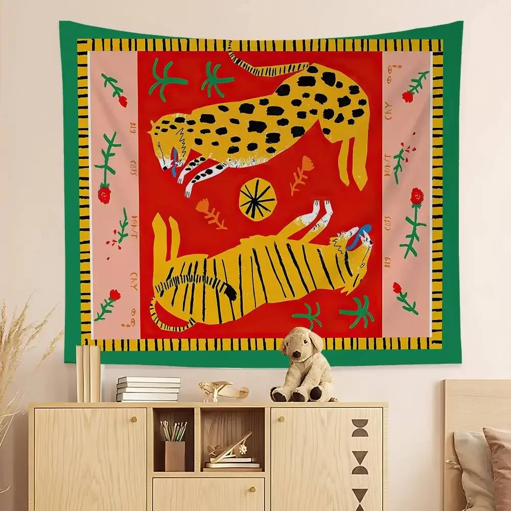 Altes Ägypten Abstrakter Tiger Leopard Hippie Wandbehang Wandteppiche Böhmische Wandteppiche Mandala INS Home Decor