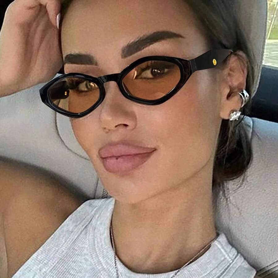Modische Cat-Eye-Sonnenbrille Vintage Luxus-Markendesigner Schwarze Unregelmäßige Rhombus Damen-Sonnenbrille UV400-Schutz Gafas De Sol