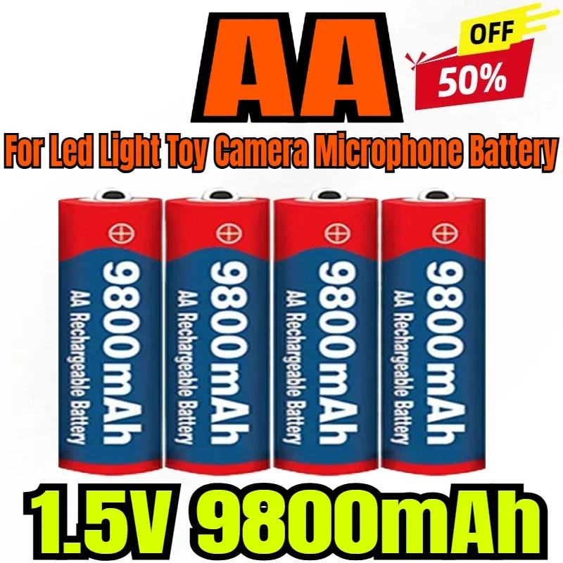 

New High Quality AAbattery1.5V 9800mAh Rechargeable AA Battery for Led Light Toy Camera Microphone Battery