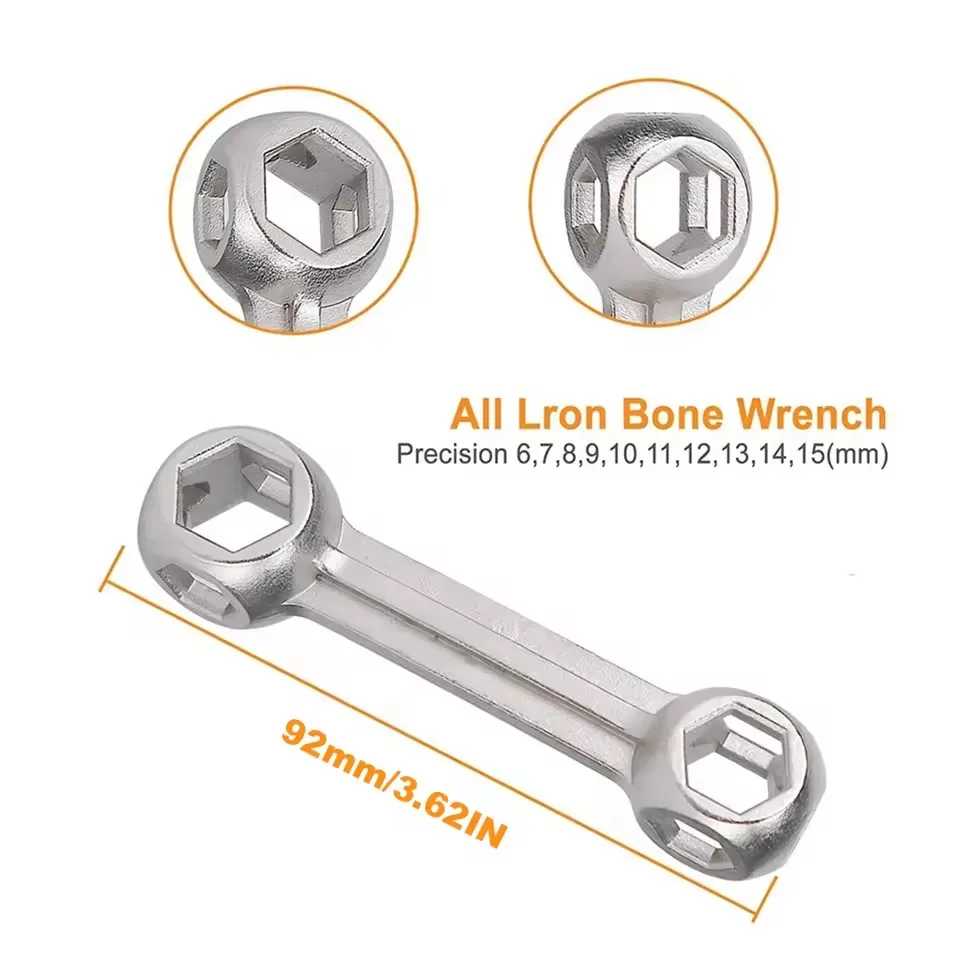 Bone Wrench Multipurpose Wrench Hexagon Sleeve Tool 10 in 1 Mini Pocket Size Portable Repair Bicycle Riding Sleeve Hand Tool