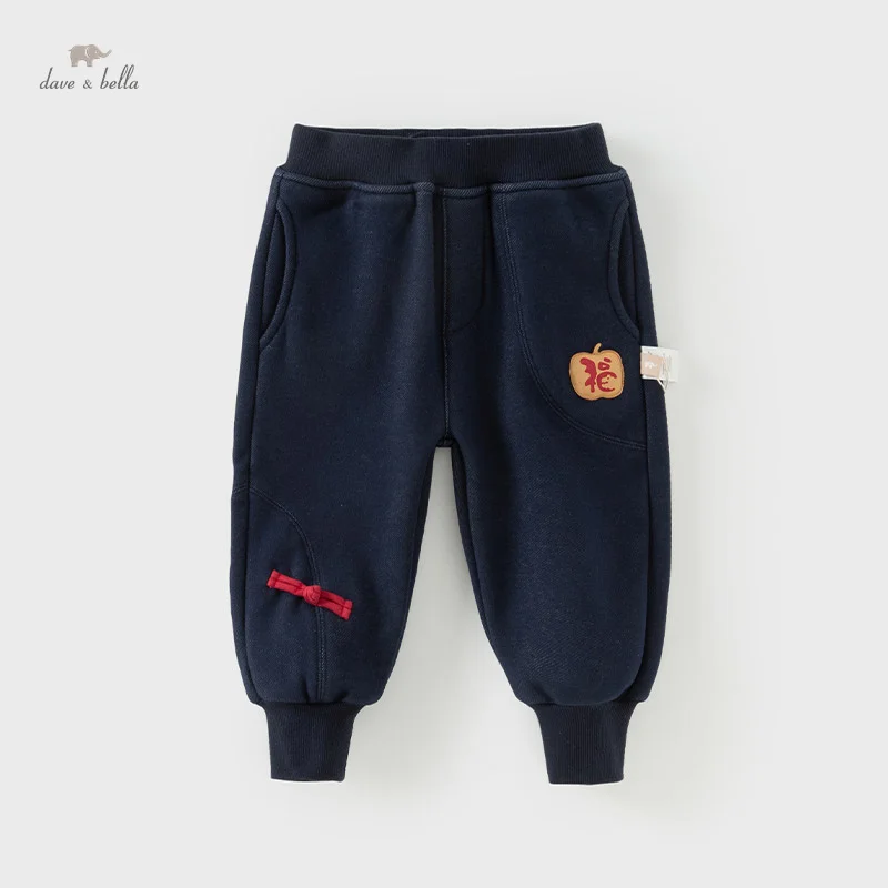 

Детские штаны Dave Bella, осенне-зимние хлопковые брюки для мальчиков и девочек, повседневная плюшевая верхняя одежда с эластичной резинкой на талии, детская одежда DB4243852