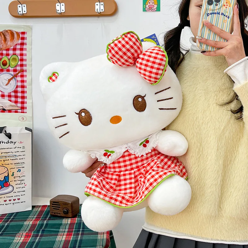 Nuevo Sanrio 60cm Sakura KT gato de peluche de juguete con vestido de flores muñeca bonita Animal relleno para niños cumpleaños regalo de Navidad para niñas