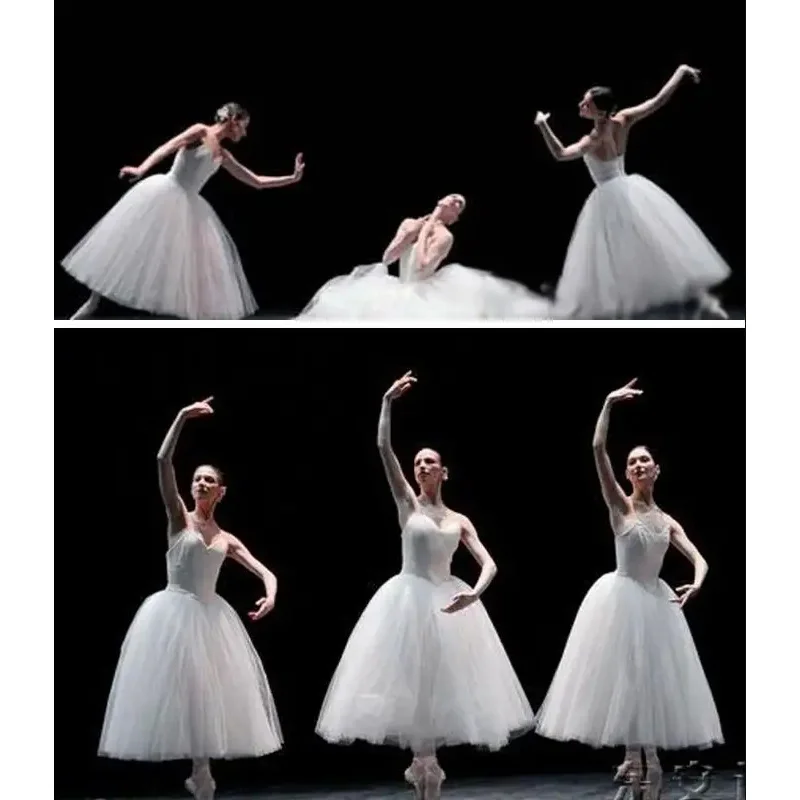2025 12 tutú de Ballet romántico para adultos, falda de práctica de ensayo, disfraz de cisne para mujer, vestido largo de tul, color blanco, rosa y negro, Balle