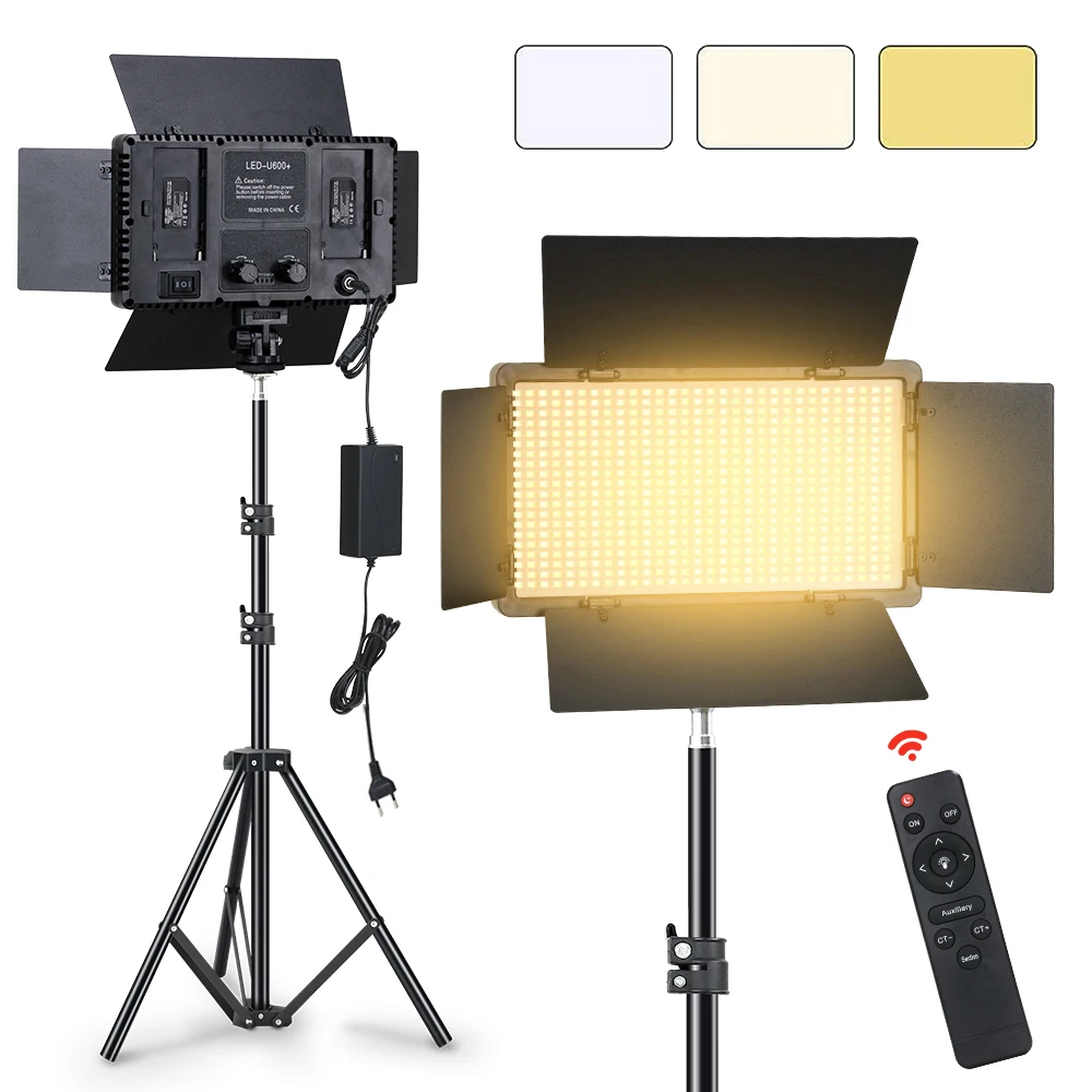 Led-600 Led Video Light Panel With Remote Control Bi-Color 3200-5600K Photography Lighting Panel Camera Photo Studio Fill Lamp